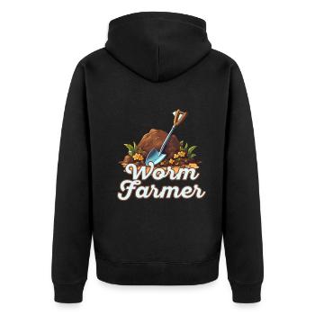 Wurmfarmer Wurmkompost Niedliche Männer Frauen - Unisex Premium Bio Zip Hoodie - Schwarz - Hinten - Nico (187cm)