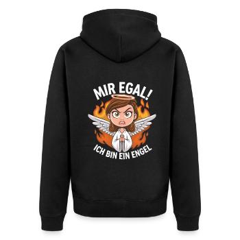 Mir Egal! Ich Bin Ein Engel Lustiges Sarkasmus - Unisex Premium Bio Zip Hoodie - Schwarz - Hinten - Nico (187cm)