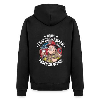 Devenez pompier vous avez dit drôle - Veste à capuche bio Premium Unisexe - noir - Dos - Nico (187cm)