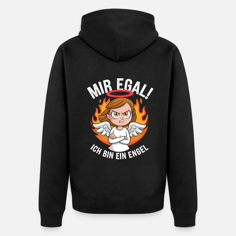 Mir Egal! Ich Bin Ein Engel Lustiges Sarkasmus - Unisex Premium Bio Zip Hoodie - Schwarz