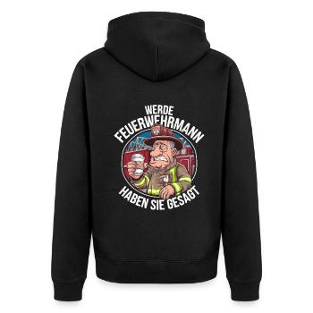 Devenez pompier vous avez dit drôle - Veste à capuche bio Premium Unisexe - noir - Dos - Nico (187cm)