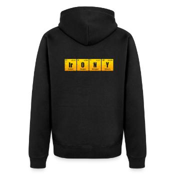 Éléments primaires de l’humour Science Ironie - Veste à capuche bio Premium Unisexe - noir - Dos - Nico (187cm)