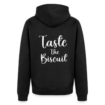 Taste The Biscuit Taste The Goodness - Unisex Premium Organic Zip Hoodie - black - Back - Nico (187cm)