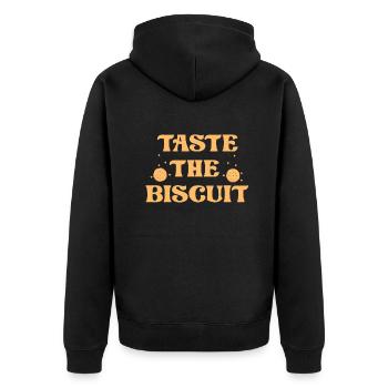 Taste The Biscuit Taste The Goodness - Unisex Premium Organic Zip Hoodie - black - Back - Nico (187cm)