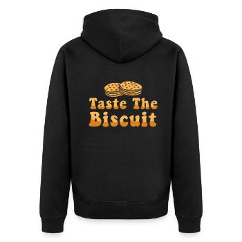 Taste The Biscuit Taste The Goodness - Unisex Premium Organic Zip Hoodie - black - Back - Nico (187cm)