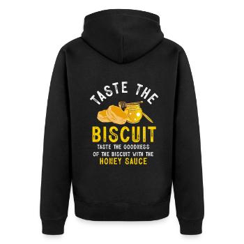 Taste The Biscuit Taste The Goodness - Unisex Premium Organic Zip Hoodie - black - Back - Nico (187cm)