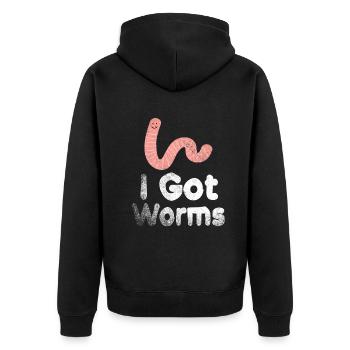 Wurmfarmer Wurmkompost Niedliche Männer Frauen - Unisex Premium Bio Zip Hoodie - Schwarz - Hinten - Nico (187cm)