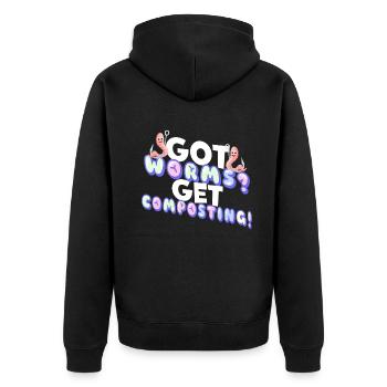 Wurmfarmer Wurmkompost Niedliche Männer Frauen - Unisex Premium Bio Zip Hoodie - Schwarz - Hinten - Nico (187cm)