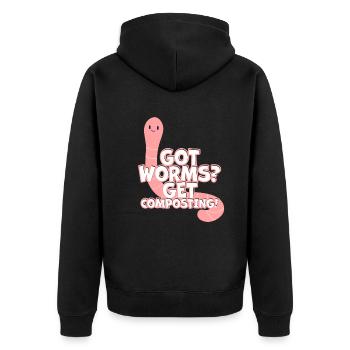 Wurmfarmer Wurmkompost Niedliche Männer Frauen - Unisex Premium Bio Zip Hoodie - Schwarz - Hinten - Nico (187cm)
