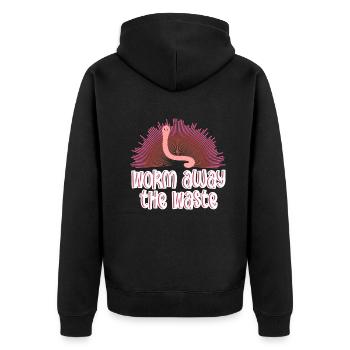 Wurmfarmer Wurmkompost Niedliche Männer Frauen - Unisex Premium Bio Zip Hoodie - Schwarz - Hinten - Nico (187cm)