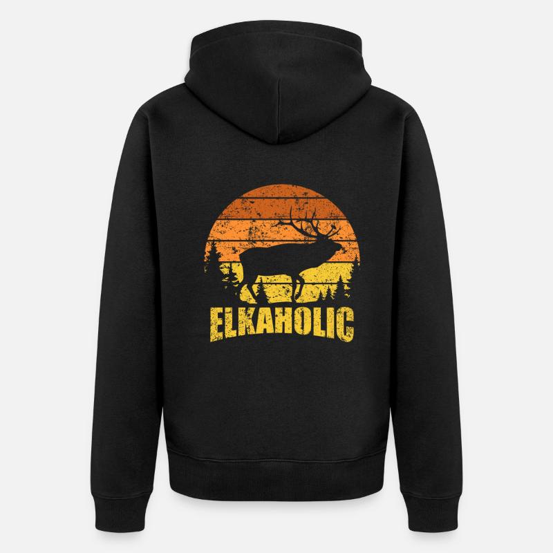 Chasse à l’élan Elkaholic Hunters - Veste à capuche bio Premium Unisexe - noir