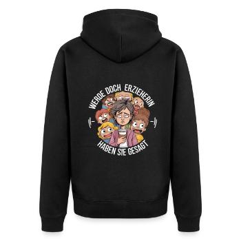 Devenir un éducateur drôle de dicton de garderie - Veste à capuche bio Premium Unisexe - noir - Dos - Nico (187cm)