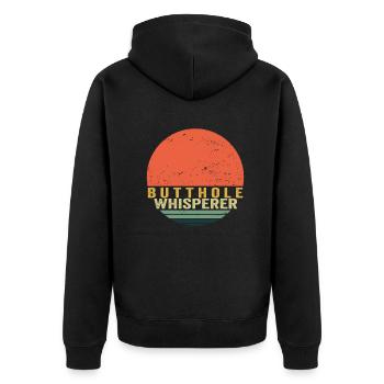 Butthole Whisperer - Unisex Premium Organic Zip Hoodie - black - Back - Nico (187cm)