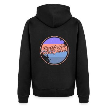 Arschloch-Flüsterer - Unisex Premium Bio Zip Hoodie - Schwarz - Hinten - Nico (187cm)