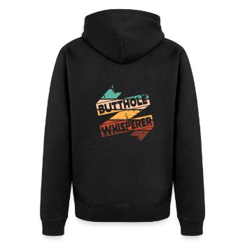 Arschloch-Flüsterer - Unisex Premium Bio Zip Hoodie - Schwarz - Hinten - Nico (187cm)
