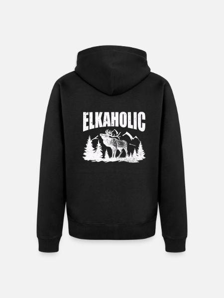 Elchjagd Elkaholische Jäger - Unisex Premium Bio Zip Hoodie - Schwarz