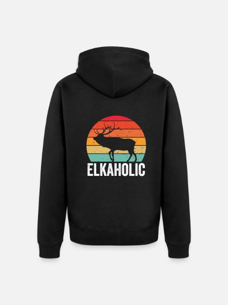 Elchjagd Elkaholische Jäger - Unisex Premium Bio Zip Hoodie - Schwarz