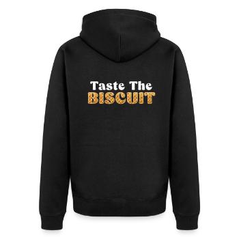 Taste The Biscuit Taste The Goodness - Unisex Premium Organic Zip Hoodie - black - Back - Nico (187cm)
