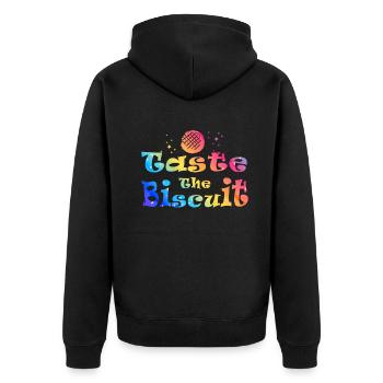 Taste The Biscuit Taste The Goodness - Unisex Premium Organic Zip Hoodie - black - Back - Nico (187cm)
