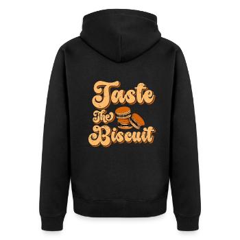 Taste The Biscuit Taste The Goodness - Unisex Premium Organic Zip Hoodie - black - Back - Nico (187cm)