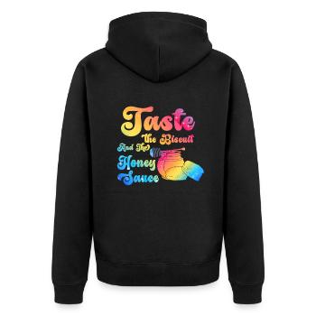 Taste The Biscuit Taste The Goodness - Unisex Premium Organic Zip Hoodie - black - Back - Nico (187cm)