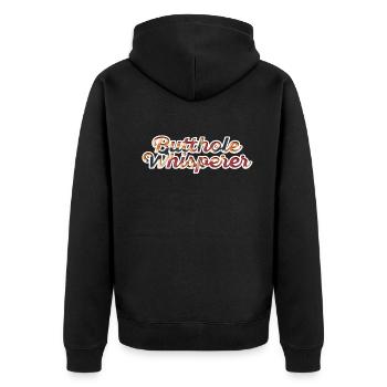 Butthole Whisperer - Unisex Premium Organic Zip Hoodie - black - Back - Nico (187cm)