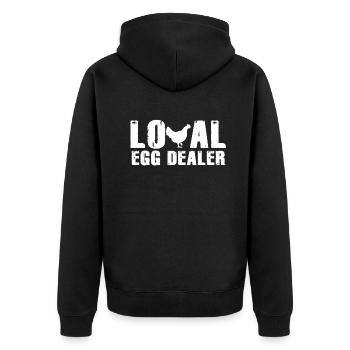 Lokaler Eierhändler Hühnerbesitzer Züchter - Unisex Premium Bio Zip Hoodie - Schwarz - Hinten - Nico (187cm)