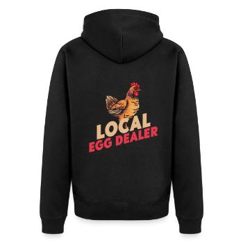 Lokaler Eierhändler Hühnerbesitzer Züchter - Unisex Premium Bio Zip Hoodie - Schwarz - Hinten - Nico (187cm)