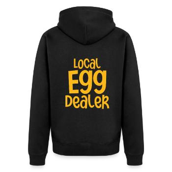 Lokaler Eierhändler Hühnerbesitzer Züchter - Unisex Premium Bio Zip Hoodie - Schwarz - Hinten - Nico (187cm)