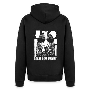Lokaler Eierhändler Hühnerbesitzer Züchter - Unisex Premium Bio Zip Hoodie - Schwarz - Hinten - Nico (187cm)