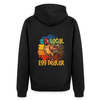 Lokaler Eierhändler Hühnerbesitzer Züchter - Unisex Premium Bio Zip Hoodie - Schwarz - Hinten - Nico (187cm)