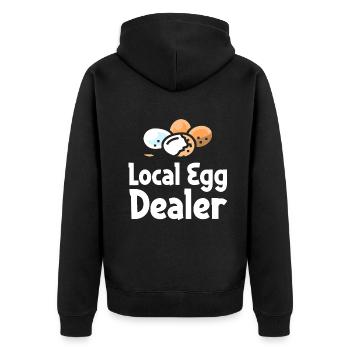 Lokaler Eierhändler Hühnerbesitzer Züchter - Unisex Premium Bio Zip Hoodie - Schwarz - Hinten - Nico (187cm)