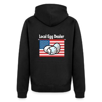Lokaler Eierhändler Hühnerbesitzer Züchter - Unisex Premium Bio Zip Hoodie - Schwarz - Hinten - Nico (187cm)