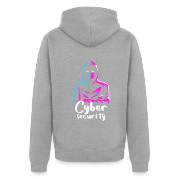 Cybersicherheitsexpertise von ethischen Hackern - Unisex Premium Bio Zip Hoodie - Grau meliert - Hinten - Nico (187cm)