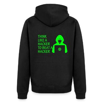 Cybersicherheitsexpertise von ethischen Hackern - Unisex Premium Bio Zip Hoodie - Schwarz - Hinten - Nico (187cm)