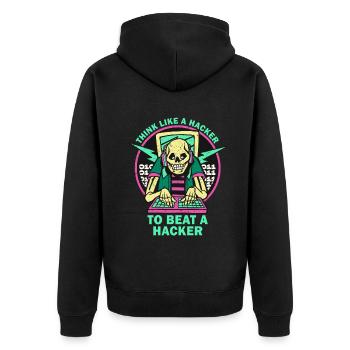 Cybersicherheitsexpertise von ethischen Hackern - Unisex Premium Bio Zip Hoodie - Schwarz - Hinten - Nico (187cm)