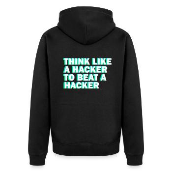 Cybersicherheitsexpertise von ethischen Hackern - Unisex Premium Bio Zip Hoodie - Schwarz - Hinten - Nico (187cm)