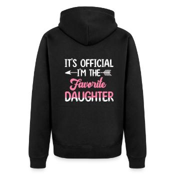 It's Official I'm The Favorite Daughter - Unisex Premium Organic Zip Hoodie - black - Back - Nico (187cm)