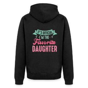 C’est officiel Je suis la fille préférée - Veste à capuche bio Premium Unisexe - noir - Dos - Nico (187cm)