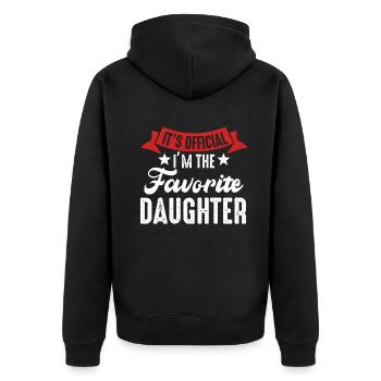 It's Official I'm The Favorite Daughter - Unisex Premium Organic Zip Hoodie - black - Back - Nico (187cm)