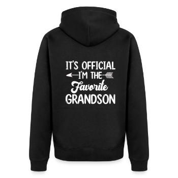 C’est officiel Je suis le petit-fils préféré - Veste à capuche bio Premium Unisexe - noir - Dos - Nico (187cm)