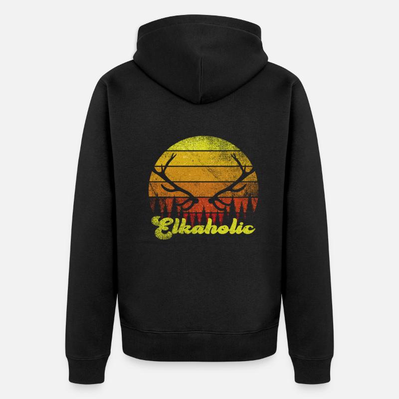 Chasse à l’élan Elkaholic Hunters - Veste à capuche bio Premium Unisexe - noir