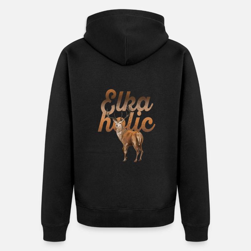 Chasse à l’élan Elkaholic Hunters - Veste à capuche bio Premium Unisexe - noir