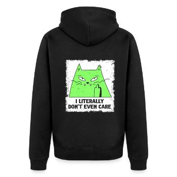 Ich kann mich buchstäblich nicht einmal darum kümmern - Unisex Premium Bio Zip Hoodie - Schwarz - Hinten - Nico (187cm)