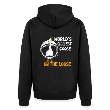 Die dümmste Gans der Welt auf freiem Fuß - Unisex Premium Bio Zip Hoodie - Schwarz - Hinten - Nico (187cm)