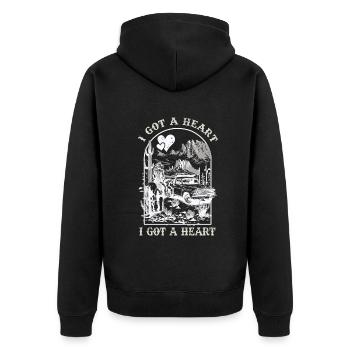 Ich habe ein Herz wie ein Truck - Unisex Premium Bio Zip Hoodie - Schwarz - Hinten - Nico (187cm)