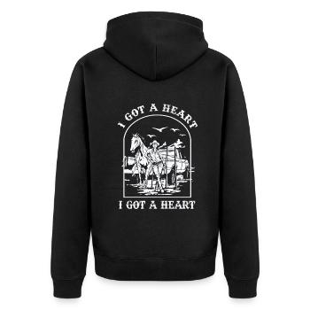 Ich habe ein Herz wie ein Truck - Unisex Premium Bio Zip Hoodie - Schwarz - Hinten - Nico (187cm)