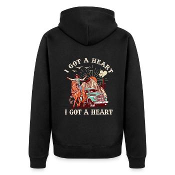 Ich habe ein Herz wie ein Truck - Unisex Premium Bio Zip Hoodie - Schwarz - Hinten - Nico (187cm)