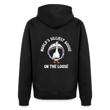 Die dümmste Gans der Welt auf freiem Fuß - Unisex Premium Bio Zip Hoodie - Schwarz - Hinten - Nico (187cm)