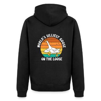 Worlds Silliest Goose On The Loose - Unisex Premium Organic Zip Hoodie - black - Back - Nico (187cm)
